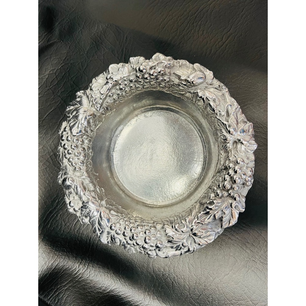 Arthur Court Bowl 6in Vintage 1988 Grape Leaf Aluminum Silver Dish Wine Coaster